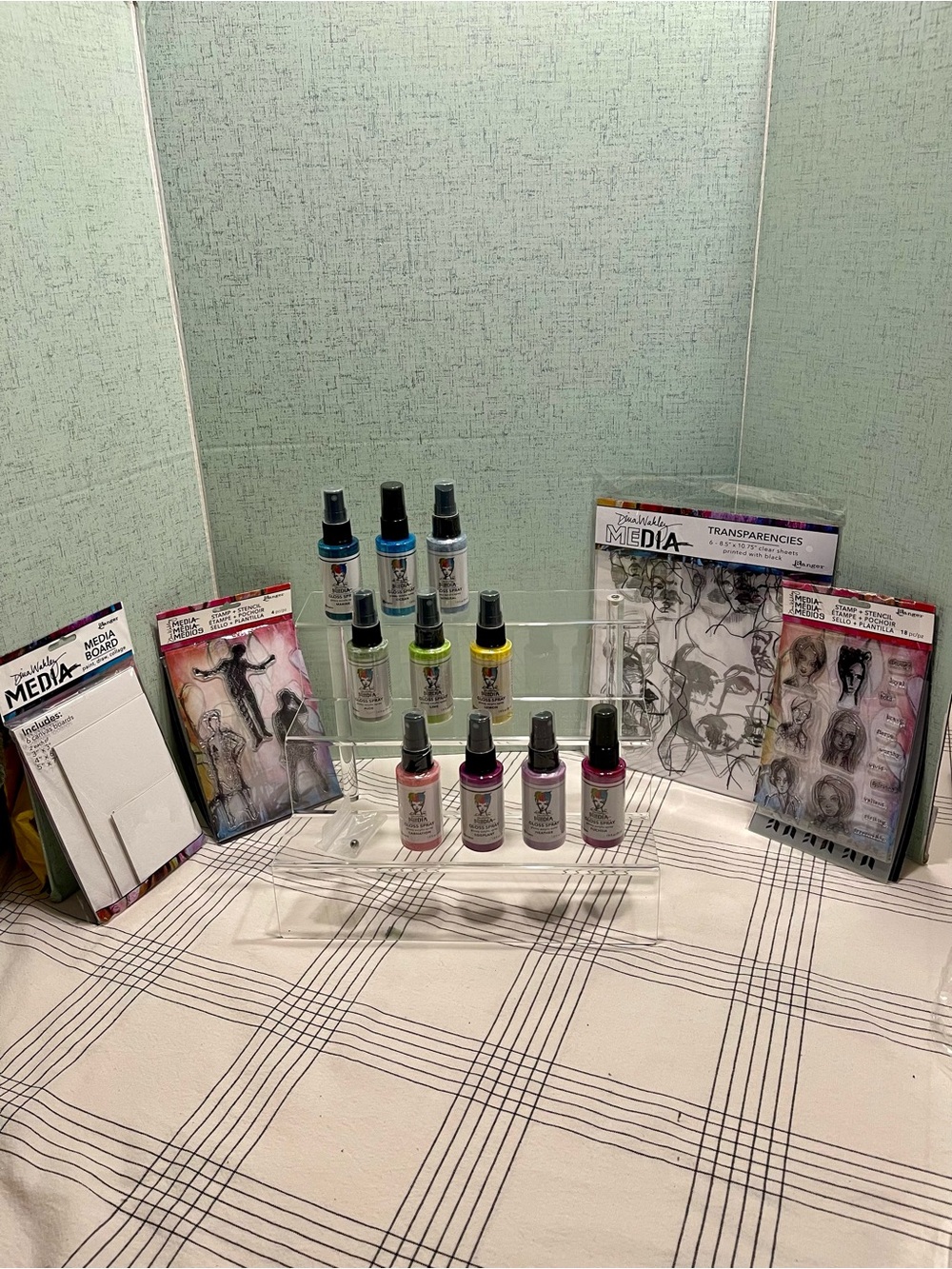 Dina Wakley for Ranger Mixed Media Spray Inks & Stamps BUNDLE NEW AND LIKE NEW